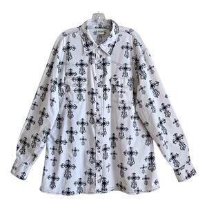 COWGIRL HARDWARE Women Plus XXL Western Bamboo Shirt Bling Snaps Black Beige 50"
